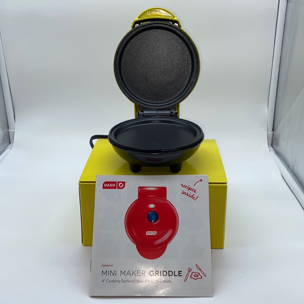 Dash Mini Maker Griddle 4" Yellow with Recipe Booklet
